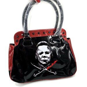 New Rock Rebel Michael Myers Vinyl Handbag Red Glitter Black Purse